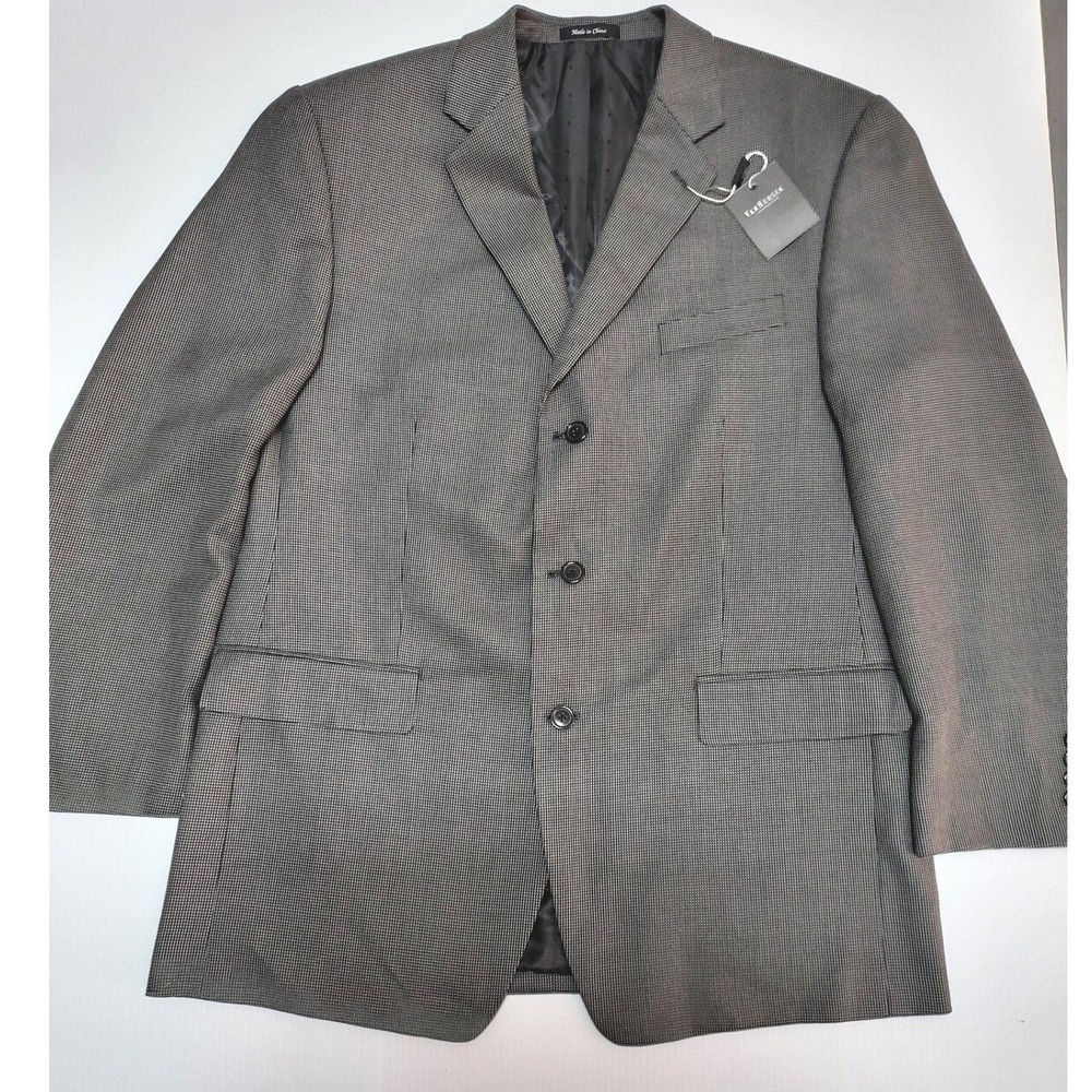 Van Heusen Blazer Suit Jacket Gray Patterned Business Career Size 42R